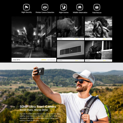  Téléphone robuste Ulefone Armor 28 Pro, 16 Go + 512 Go, vision nocturne, 10 600 mAh, écrans 6,67 pouces + 1,04 pouce, Android 15, MediaTek Dimensity 7300 Octa Core, réseau : 5G, NFC (noir) SU891B1607-025